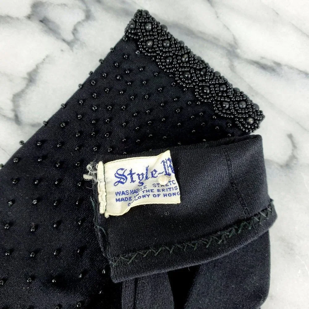 Vintage by Style Rite‎ Black Beaded Gloves